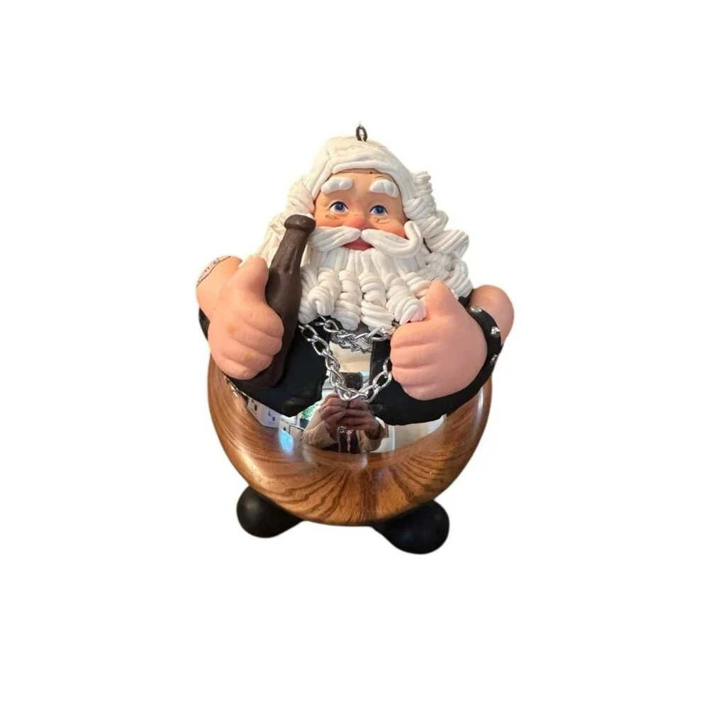 Dept 56 Christmas Santa Biker Round Ornament Tattoo VTG Born to Be Wild 18447 6